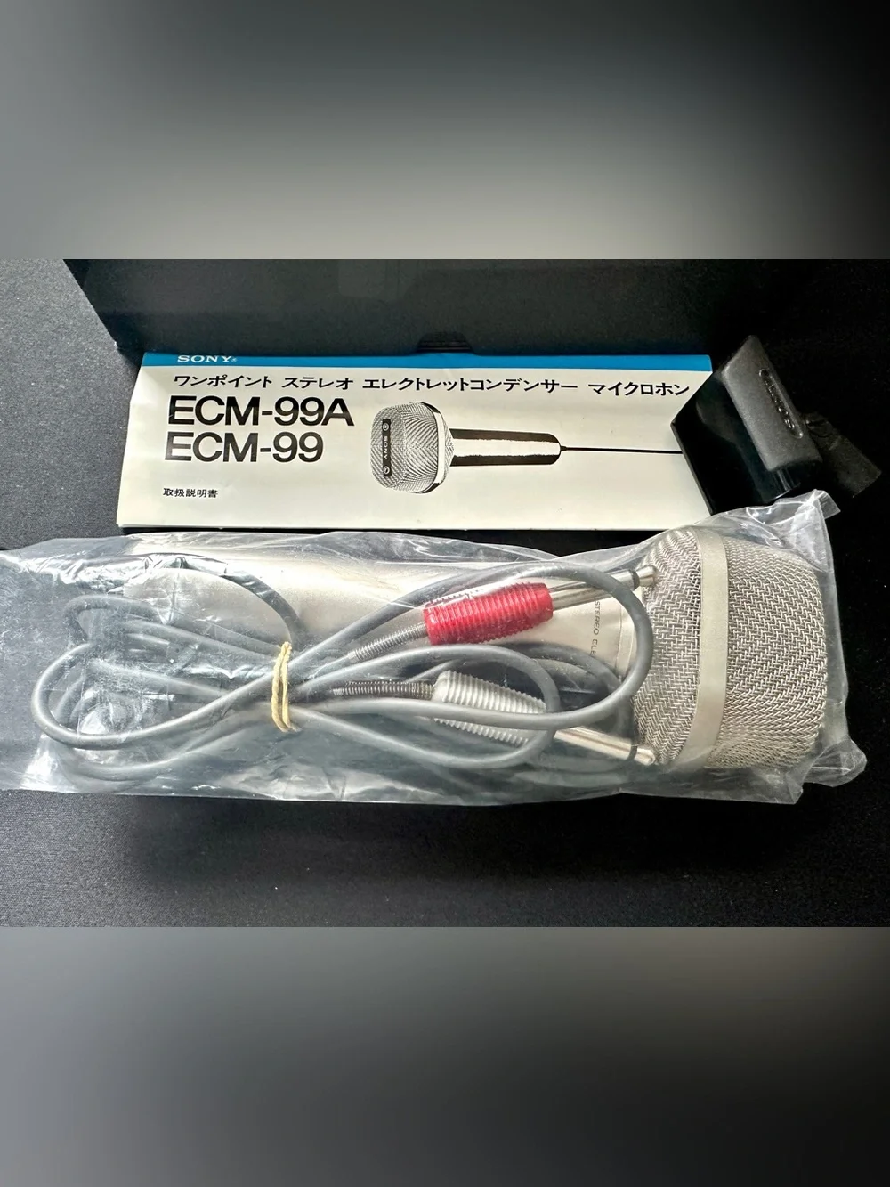 Vintage 1970s Sony ECM-99A Stereo Microphone 600 Ohm & Case NEW Old Stock Japan